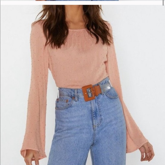 SOLD//Nasty Gal | Open up to me Peach top - Picture 5 of 5
